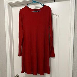 Vibrant Red Ribbed Dress